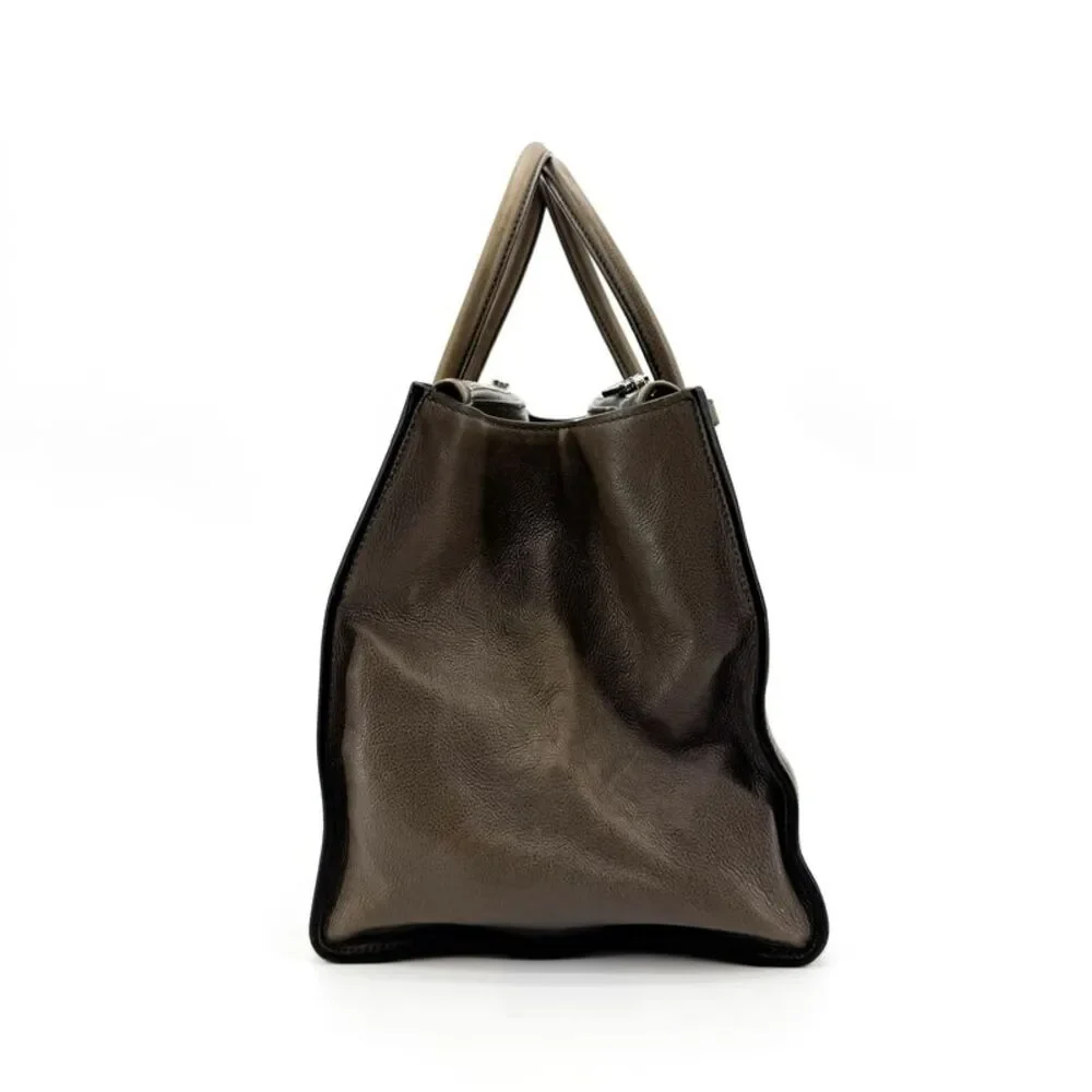 Prada Glass Calf Twin Pocket Tote Bag Brown